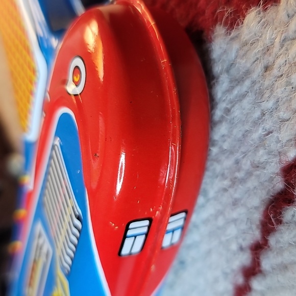 Vintage Tin Litho Metal FRICTION SPACE GUN Korea MTU Shudo Japan Blue Red sciFi - Picture 5 of 5